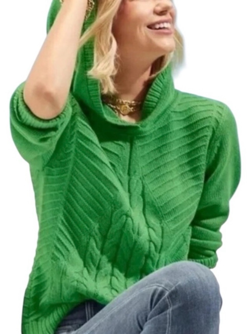 Cabi Laidback Hoodie limited edition cable-knit sweater Sz S